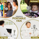 Portable Mini Travel Stroller Fan - Battery Operated, Clip On, Small, Handheld, Rotating, Rechargeable, Personal Fan with Flexible Tripod, 3 Speeds for Baby Crib, Bed Car, Seat Treadmill by TinyTreasures Baby Boutique