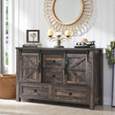 T4TREAM 48'' Farmhouse Dresser w/4 Drawers & 2 Sliding Barn Doors, Tall Chest of Drawers Organizer, Rustic Dresser TV Stand w/Adjustable Shelf for Bedroom, Living Room, Nursery Room, Dark Rustic Oak by TinyTreasures Baby Boutique