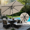 FLAME&SHADE 10ft Patio Umbrella - Outdoor Umbrella with 6 Sturdy Ribs, Push Button Tilt and Crank, UV Protection Table Market Umbrella for Pool, Porch，Garden, Deck, Backyard (Taupe) by GreenHaven Gardens