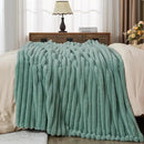 NEWCOSPLAY Faux Fur Twin Blanket New Sage Green 3D Ribbed Plush Thick Warm Blanket for Couch Sofa Bed 850GSM (New Sage Green Ribbed, Twin(60"x80")) by CozyNest Decor