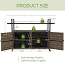 Wicker Outdoor Bar Cart - Brown Patio Console Storage Table Buffet Cabinet Serving Kitchen Cart with Wheels for Outside Backyard by CozyNest Decor