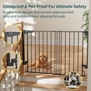 Cumbor 29.2-43" No Bottom Bar Baby Gate for Stairs, 2-in-1 Hardware Mounted Dog Gate Indoor, Wide Pet Gates for Doorway with Large Walk Thru Door, Child-Proof Gate for Top & Bottom of Stairs(Black) by TinyTreasures Baby Boutique
