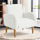 Chenille Fabric Accent Chair, Upholstered Armchair with Solid Wood Legs, Modern Living Room Accent Chair, Comfy Single Sofa Chair Reading Club Chair for Bedroom Reception Lounge, White by CozyNest Decor