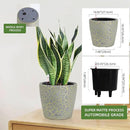 Dexceder 11x10 Inches Self Watering Planter Indoor Outdoor, Inner Pot Design, Thickened Table Flower Plant Pot with Water Level Indicator (Grey Gold Crackle) by GreenHaven Gardens