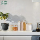 Urban Green Glass Jars with Airtight Lids, Airtight Glass Canisters with Locking Lids, (Bamboo-1Gal) by CozyNest Decor