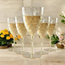 Oojami Elegant Plastic Champagne Flutes - 32 PCS, 7.8oz Disposable & Reusable Wine Glasses - Perfect for Home, Parties, Weddings, Birthdays & Celebrations (32, Gold Glitter) by CozyNest Decor