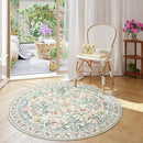Wonnitar Floral Round Rugs 6ft, Boho Large Machine Washable Circle Rug, Low Pile Soft Flower Botanical Print Beige Round Carpet for Living Room Bedroom Dorm Sunroom by TinyTreasures Baby Boutique
