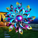 51.9" Peacock Solar Wind Spinner Outdoor Decor – Waterproof LED Lighted Garden Art with Adjustable Metal Pole, IP65 Weather Resistant for Yard, Patio by CozyNest Decor