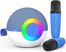 Karaoke Microphone Machine Toys for Kids Adults, Mini Portable Bluetooth Speaker with 2 Wireless Mics, Christmas Birthday Gifts for Boys Girls Ages 3 4 5 6 7 8 9 10 11 12+ Year (Blue) by TinyTreasures Baby Boutique