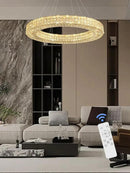 Dia 40" Modern Crystal Chandelier Ring Chandelier Adjustable Height Luxury Crystal Pendant Ceiling Light Fixture for Dining Living Room Bedroom by CozyNest Decor