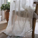 Sutuo Home White Crochet Boho Curtains 72 Inches Length, Sheer Lace Handmade Tassels Knitted Window Treatment Vintage Rustic Bohemian Farmhouse Drape for Bedroom Rod Pocket 1 Panel 59" W x 72" L by CozyNest Decor