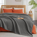 PHF Ultra Soft Waffle Weave Throw Blanket 50"x 60"- Washed Lightweight Breathable Cozy Woven Blanket for Bed - Aesthetic Decor for Couch Bedding Sofa Home Car - Grey by CozyNest Decor
