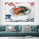 Houselerax Koi Fish Tapestry, Japanese Style Yin Yang Big Wave Cherry Blossoms Tapestries Wall Hanging for Bedroom Living Room Office Decor 60"x40" by CozyNest Decor
