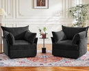 Oversized Accent Chair, Upholstered Modern Sofa Chair with Removable Backrest & Detachable Cover, 24.5" Deep Seat Large Reading Armchair for Living Room Bedroom Office - Chenille Black Set of 2 by CozyNest Decor