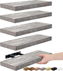 Sorbus Floating Shelves for Wall, Bathroom Shelves Wall Mounted for Kitchen, Bedroom, Living Room, Bathroom Storage, Over Toilet, Hanging Book Shelf for Ｗall Home Decor (Gray, 5 Pack) by CozyNest Decor