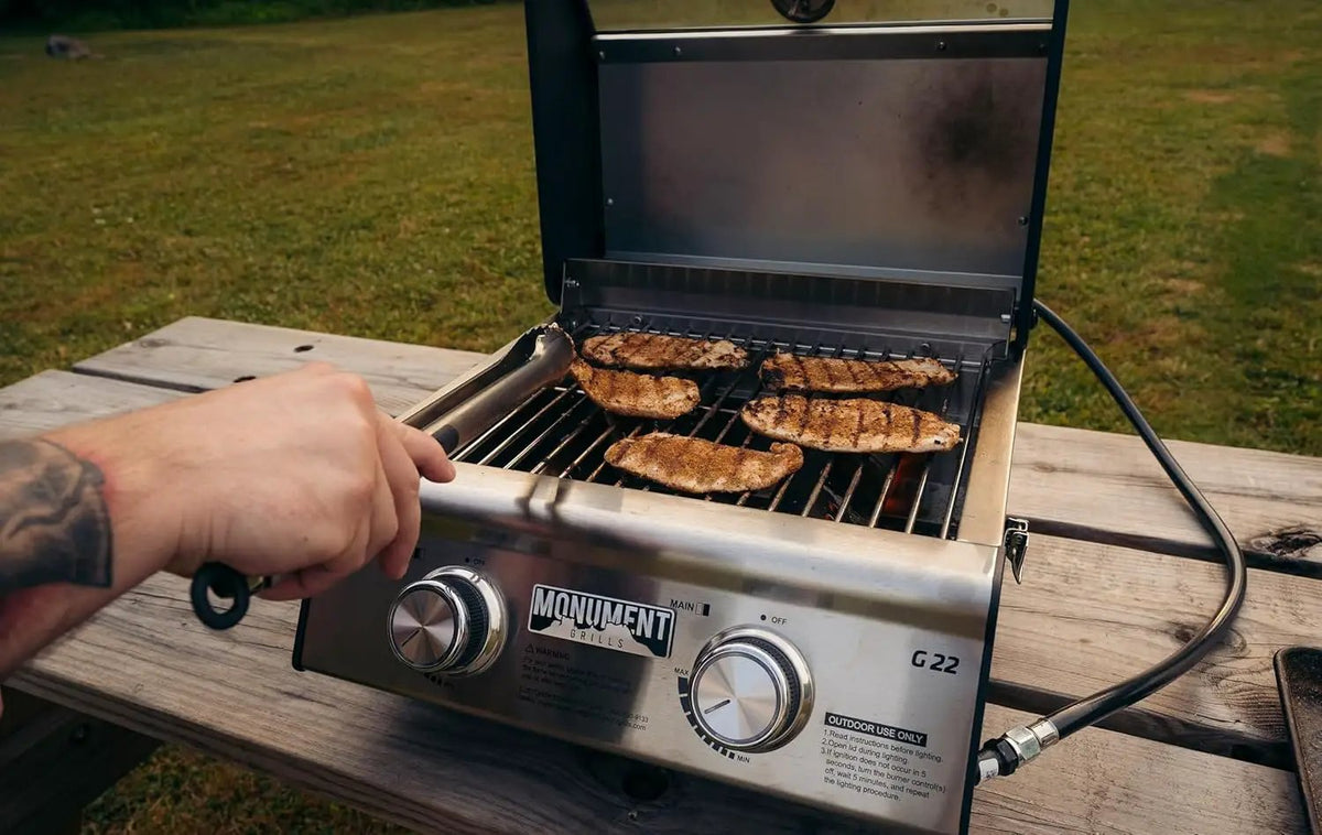 Monument Grills Clearview® 2-Burner Tabletop Propane Gas Grill for Outdoor Portable Camping Cooking with BBQ Cover(2 items), photo 6 of 6