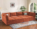 135.5" Oversized Modular Sectional Sofa, L Shaped Convertible Couch with Movable Ottoman, Large 6 Seat Corner Couches for Living Room Deep Seat Terracotta Orange Chenille by CozyNest Decor