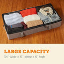 storageLAB Under Bed Storage Containers, Closet Organizers with Sturdy Handles for Clothes, Comforters, and Accessories, Perfect for Use Under or at the End of the Bed - 2 Pack, Grey by CozyNest Decor