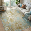 Washable Area Rugs 6'x9' Non-Slip Modern Abstract Soft for Living Room Entryway Bedroom Nursery, Print Pattern, Teal Blue Taupe by TinyTreasures Baby Boutique