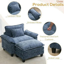 URRED Modular Sectional Sofa Comfy Cloud Couch, Modern Chenille Sofa Sleeper Deep Seat Couches with Ottoman/Pillows for Living Room (Blue, 53''- Ottoman) by CozyNest Decor
