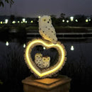 Solar Garden Lights, Solar Sculpture LED Lights, Outdoor Waterproof Handmade Resin Statue, Love Statue Decoration for Path, Yard, Lawn, Gift for Mom Christmas (White Love Owl) by GreenHaven Gardens