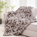 Ultra Soft Luxury Faux Fur Throw Blanket for Counch,Fuzzy Fluffy Plush Warm Cozy Elegant Wrinkled Blanket for Sofa Bedroom Living Room,（50"x60",Tie-dye Taupe） by CozyNest Decor