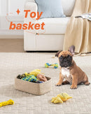 Small Woven Basket, 12 x 8 x 4.5 Inches, Storage Basket for Organizing, Cute Small Rope Shelf Closet Cube Storage Bins Baskets for Shelves, Dog Toy Gift Baskets Empty, 3 Packs, Mixed Brown by TinyTreasures Baby Boutique