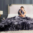 Cozy Bliss Faux Fur Throw Blanket for Couch, Fuzzy Soft Plush Thick Bubble Blanket for Sofa Bedroom Living Room, 108 * 90 Inches Tie Dye Black by CozyNest Decor