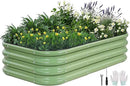 3-in-1 Modular Raised Garden Bed Kit - Adjustable Sizes (4x2x1ft, 3x3x1ft, 5x1x1ft) - Heavy-Duty Galvanized Steel Planter Box with Bracing Rods & Gloves for Vegetables, Fruits, Flowers by GreenHaven Gardens