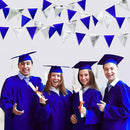 Royal Blue Silver Party Decorations Navy Blue Triangle Pennant Banner Flag Metallic Fabric Bunting Garland for Birthday Graduation Wedding Retirement Nautical Ahoy Achor Pirate Theme Party Supplies by GreenHaven Gardens