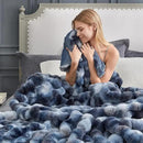 Cozy Bliss Faux Fur Throw Blanket for Couch, Fuzzy Soft Plush Thick Bubble Blanket for Sofa Bedroom Living Room, 108 * 90 Inches Tie Dye Blue by CozyNest Decor