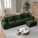 Modern Minimalist Chenille Modular Sectional Sofa, Deep-Seat 3-Seater L-Shaped Couch with Movable Ottoman and Thick Cushions, Upholstered Sofa for Living Room, Bedroom, Office, Apartment(Green L Sofa) by CozyNest Decor