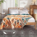 Boho Throw Blanket for Couch Sofa Bed, 100% Cotton Woven Quilt with Tassel 60”x80”, Super Soft Muslin Blanket with Floral Printed, Decorative Reversible Bed Blanket/Cover for All Seasons by CozyNest Decor