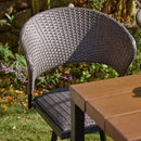 VICLLAX Patio Bar Stool Chairs with Footrests and Padded Seat, Bar Height Swivel Patio Chairs Set of 6, Brown Woven Wicker Swivel Bar Stools for Lawn Garden by CozyNest Decor