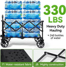 Hikenture Collapsible Wagon Cart, 330lbs Capacity Beach Wagons with Big Wheels for Sand, Heavy Duty Foldable Cart with Brakes, Portable Utility Folding Garden Cart for Outdoor by GreenHaven Gardens