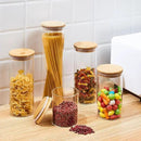 Glass Food Storage Jars, Glass Jars with Bamboo Lids, Kitchen Storage Jars, Canisters with Airtight Lids for Spice, Coffee, Cookie, Set of 7, Pantry Organizers by CozyNest Decor
