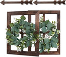 Rustic Wood Window Frame with Green Wreath and Arrows Wall Decor，Farmhouse Window Frame Hanging Decor,Wooden Fake Decoration,Window Pane Wall Decor,Set of 2 (Brown) by CozyNest Decor