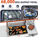 Llamaviva 5 Burner Propane Gas Grill with Side Burner,Stainless Steel BBQ Grill with Porcelain-Enameled Cast Iron Grates, 68000 BTU Cabinet-Style Cart Design for Outdoor Patio Barbecue- food clip by GreenHaven Gardens