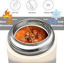 Soup Thermo for Hot Food & Drinks, Thermo Lunch Box for Kids, 17oz Vacuum Insulated Food Container with Spoon&&Drawstring Bag, Soup Therm for Adults,Black&White by TinyTreasures Baby Boutique