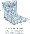 LVTXIII Outdoor Adirondack Chair Cushions, L42 x W21 x H4 Patio Tufted Low Back Cushions, Seasonal Replacement Rocking Chair Cushion for Home Garden Furnitue, Set of 2, Pebble Blue by GreenHaven Gardens