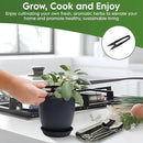 Indoor Garden Kit - Plant Pots with Drainage, Watering Can & Tools - Ideal Windowsill Planter Set - Modern Home & Kitchen Decor Gift - Black by GreenHaven Gardens