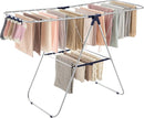 SONGMICS Clothes Drying Rack, with Sock Clips, Metal Laundry Rack, Foldable, Space-Saving, Free-Standing Airer, with 2 Height-Adjustable Gullwings, Indoor Outdoor Use, Silver and Blue ULLR52BU by TinyTreasures Baby Boutique