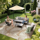Pauwer Waterproof Outdoor Rug 8x10, Reversible Plastic Straw Patio Camping Rug, Indoor Outdoor RV Mat Carpet for Deck, Camper, Porch, Balcony, Backyard, Picnic, Leaf Brown by GreenHaven Gardens