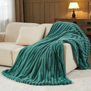 NEWCOSPLAY Faux Fur Twin Blanket Light Teal 3D Ribbed Plush Thick Warm Blanket for Couch Sofa Bed 850GSM (Light Teal Ribbed, Twin(60"x80")) by CozyNest Decor