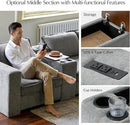 HULALA HOME Modular Sectional Sofa with USB Port and Console, 8 Seater Sofa with Storage Ottoman, Oversized L Shaped Couches for Living Room, FSC Certified, Grey by CozyNest Decor