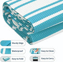 Waterproof Outdoor Rug 8x10 Contemporary Reversible Plastic Straw Rug, Easy Cleaning Striped Patio Carpet, UV-Resistant Indoor Outdoor Floor Cover for RV, Porch, Deck, Backyard, Light Blue by CozyNest Decor