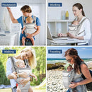 Baby Carrier with Hip Seat,Ergonomic M Position 6in1 Baby Carrier Newborn to Toddler,Head Support and Breathable Mesh Newborn Carrier,Adjustable Baby Holder Carrier for Dad&Mom-Grey by TinyTreasures Baby Boutique