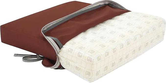 Classic Accessories Ravenna Water-Resistant 25 x 25 x 5 Inch Square Patio Seat Cushion Slip Cover & Foam, Spice, Lounge Chair Cushion, photo 18 of 19