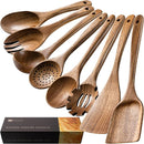 Wooden Spoons for Cooking, Nonstick Cooking Utensil Set with 8 Piece Acacia Wooden Spatulas and Spoons for Cooking, Terrific for Everyday Kitchen Tasks by CozyNest Decor