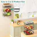 Giwil 3 Tier Countertop Fruit Mesh Basket for Kitchen, Vegetable Storage Bread Fruit Bowl Stand with 2 Banana Hooks, Wall Mounted Metal Wire Basket Organizer for Potato Onion, Black by CozyNest Decor
